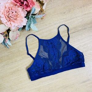 Victoria Secret Blue Lace Halter Bra